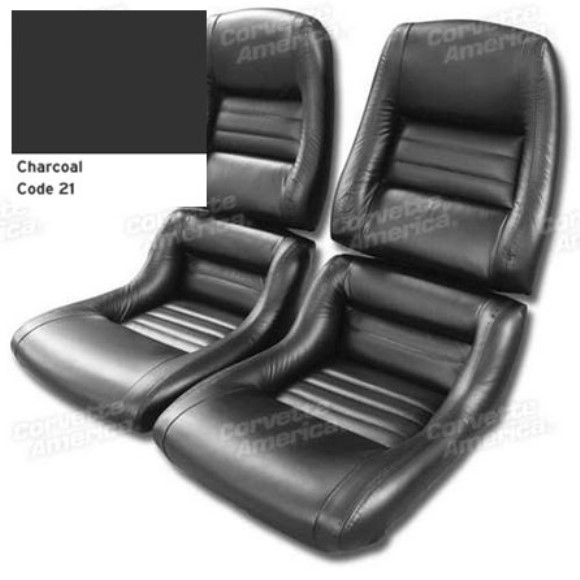 Mounted Leather Like Seat Covers. Charcoal 2--Bolster 82