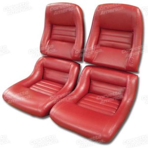 Mounted Leather Like Seat Covers. Red 2--Bolster 79-81