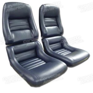 Mounted Leather Like Seat Covers. Dark Blue 2--Bolster 79-81