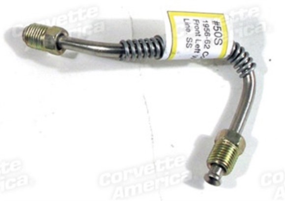 Brake Line. Left Front - Stainless Steel 56-62