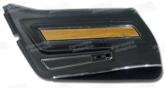 Door Panel. Black Deluxe With Teak Insert LH 76