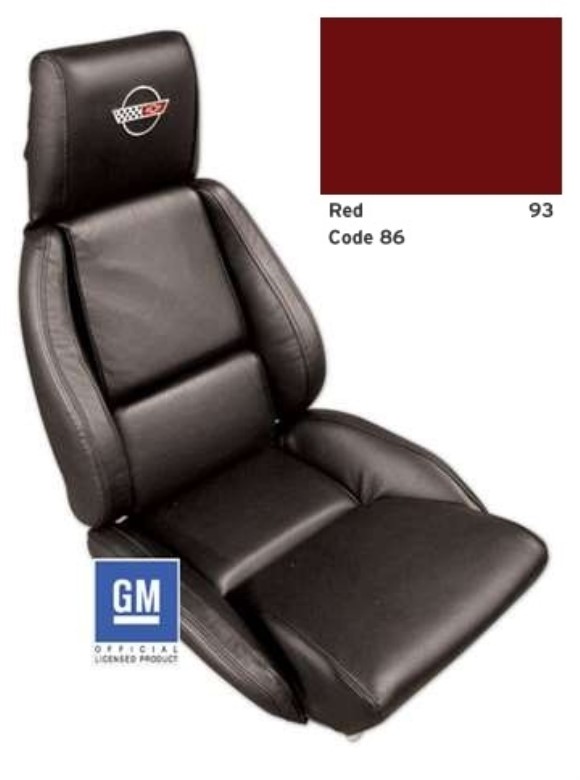 Embroidered Leather Seat Covers. Ruby Red Sport 93