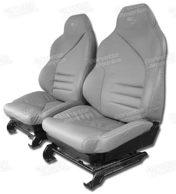 Leather Seat Covers. Gray Sport 100%-Leather With Foam 94-96