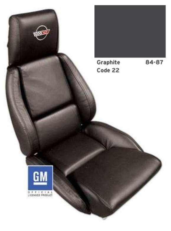 Embroidered Leather Seat Covers. Graphite Stand No-Perforations 84-87