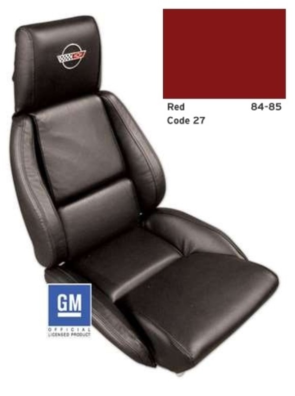 Embroidered Leather Seat Covers. Red Standard No-Perforations 84-85