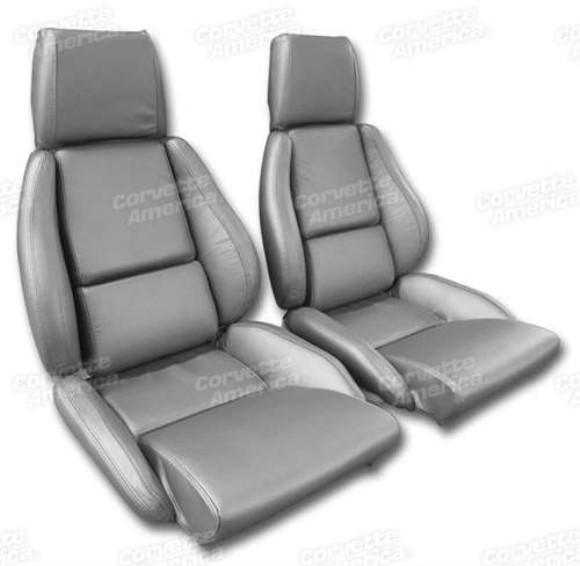 Mounted Leather Seat Covers. Gray Standard No-Perforations 84-87