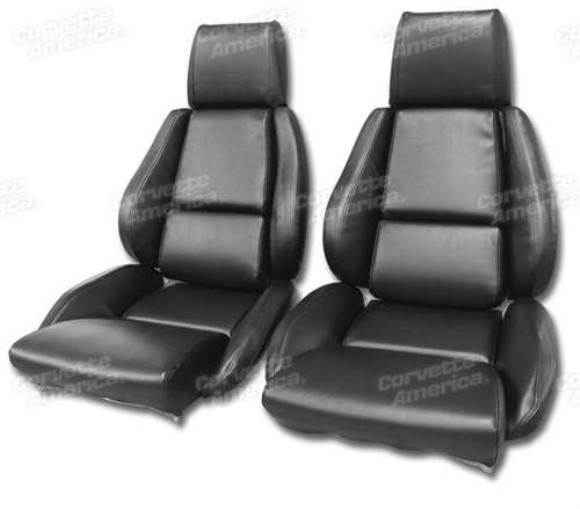 Mounted Leather Like Seat Covers. Black Standard No-Perforations 84-88