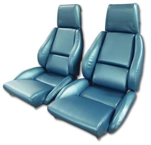 Mounted Leather Like Seat Covers. Blue Standard No-Perforations 86-88