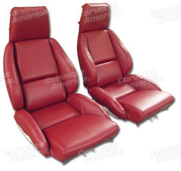 Mounted Leather Like Seat Covers. Red Standard No-Perforations 86-88