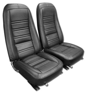 Driver Leather Seat Covers. Black Leather/Vinyl 76-78