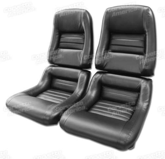 Mounted Driver Leather Seat Covers. Black Leathr/Vinyl 2--Bolster 79-82