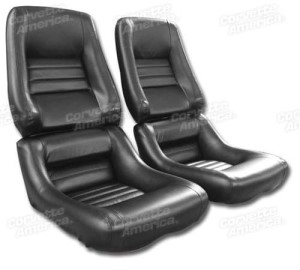 Mounted Driver Leather Seat Covers. Black Leathr/Vinyl 4--Bolster 79-82