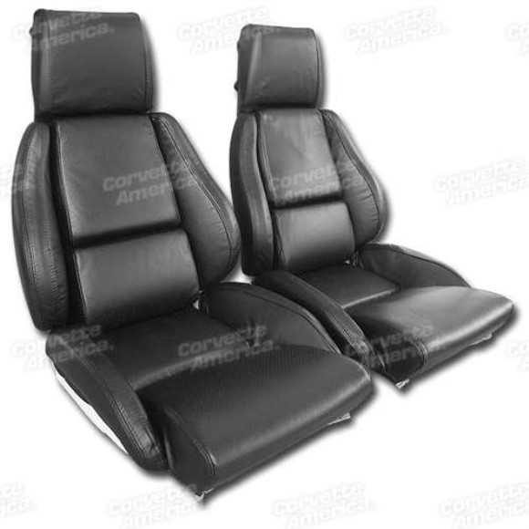 Mounted Driver Leather Seat Covers. Black Standard 84-88