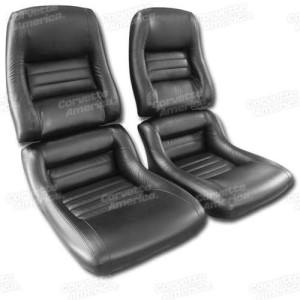 Mounted Driver Leather Seat Covers. Black 100%-Leather 2-Bolster 79-82