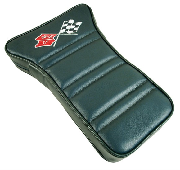 Center Armrest. Embroidered Green Leather 69