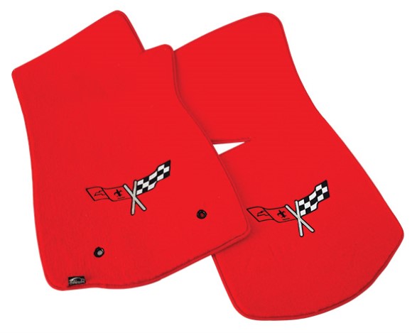 Floor Mats - Torch Red Velourtex with Single Logo 68-82