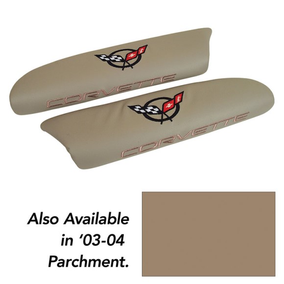 Leather ArmRest Pads - Parchment with C5 Logo 03-04