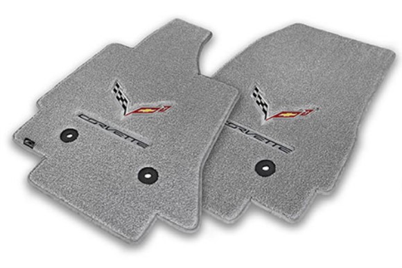 Lloyd Ultimat Gray Floor Mats with Corvette Script & Crossflag 14-18