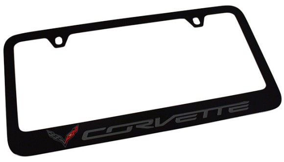 LICENSE PLATE FRAME. BLK W/C7 LOGO