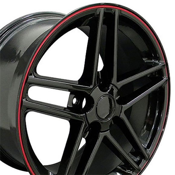 WHEEL. C6 Z06 BLACK RED BAND 17X9.5